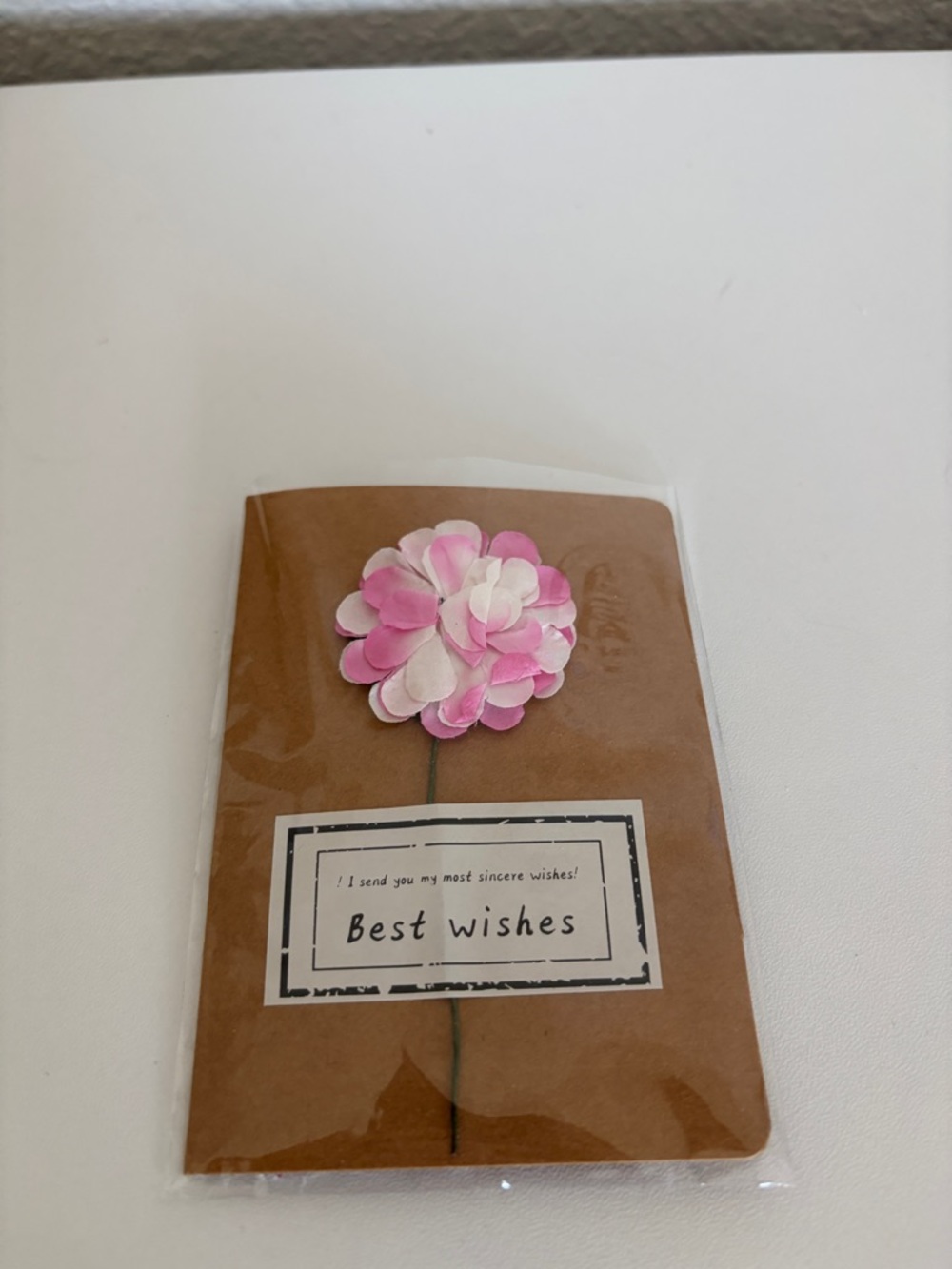 Pink and White Paper Flower Greeting Card - Best Wishes